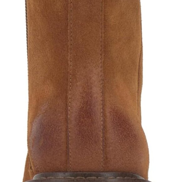 Women's Suede Ankle Bootie 9.5 Rubber Sole Stacked Heel Zip Closure - Picture 3 of 9